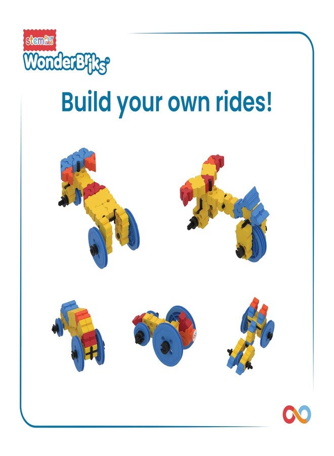 WONDER BRIKS WONDERBRIKS™ Vehicles - Build 6 Land Vehicles (Ages 5+) | Motor - Car - Bike | Blocks - Early Learning - Screen Free - Pretend Play - Creativity | Birthday Return Gifts - Boys Girls - Image 3